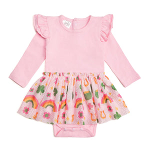 Sweet Wink - Lucky Doodle St. Patrick's Day Long Sleeve Tutu Bodysuit