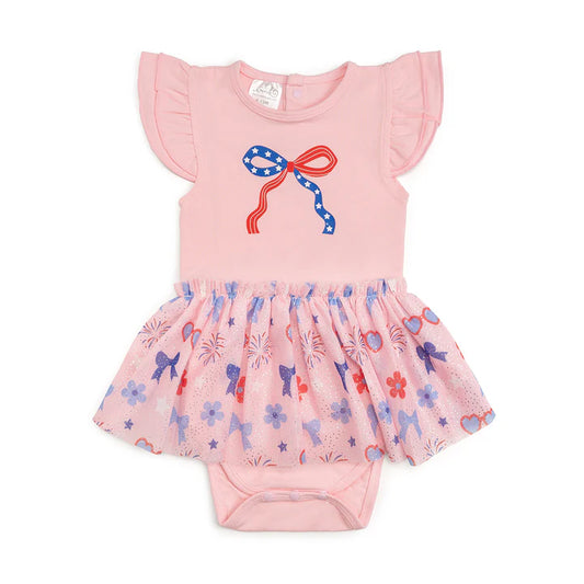 Sweet Wink - Red, White, & Cute Short Sleeve Tutu Bodysuit