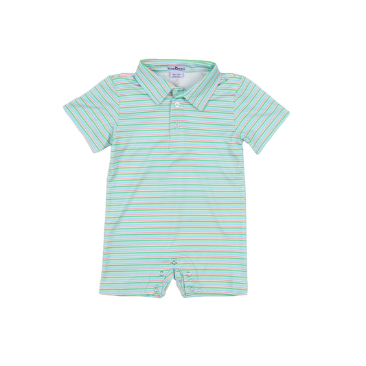 Sherbet Stripe Polo Short Sleeve Romper