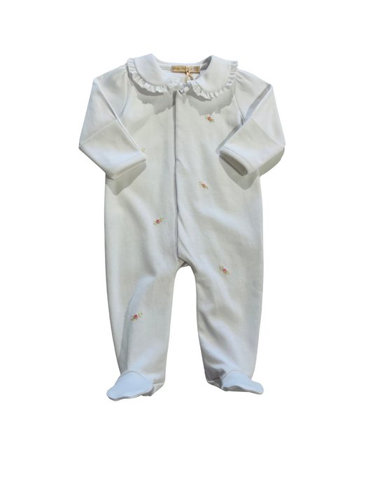 Baby Club Chic - Collared Footie w/ All Over Embroidery