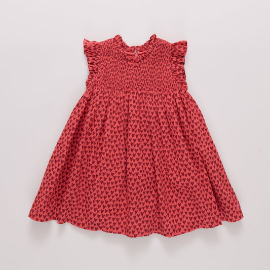 Red Mini Hearts Girls Stevie Dress