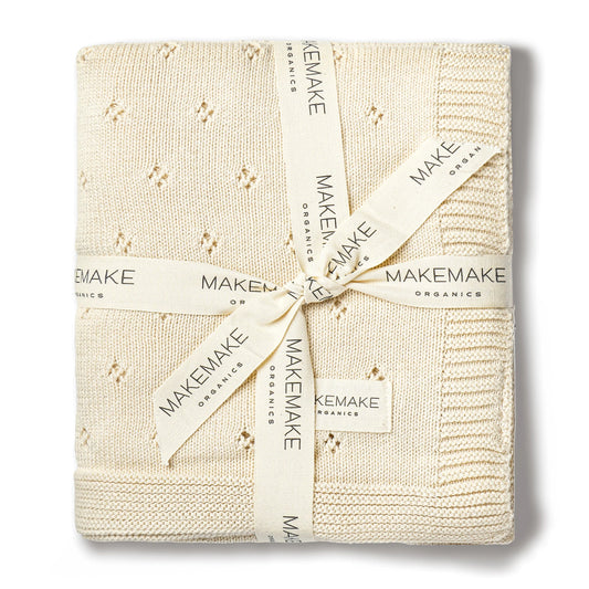 Vanilla Organic Cotton Pointelle Baby Knit Blanket
