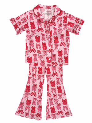 In My Jammers - Valentine's Bow Button Up Flare Set