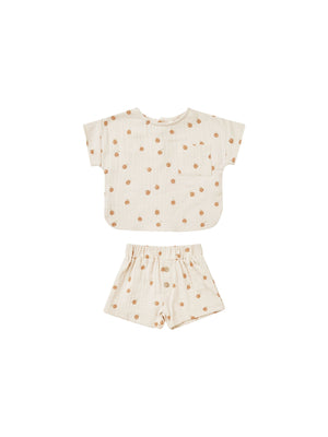 Quincy Mae - Oranges Woven Boxy Top + Short Set