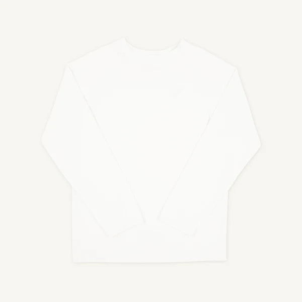 The Beaufort Bonnet Company Worth Ave White Walker's Wave Spotter swim shirt with a front view, featuring a white fabric with wave pattern details.