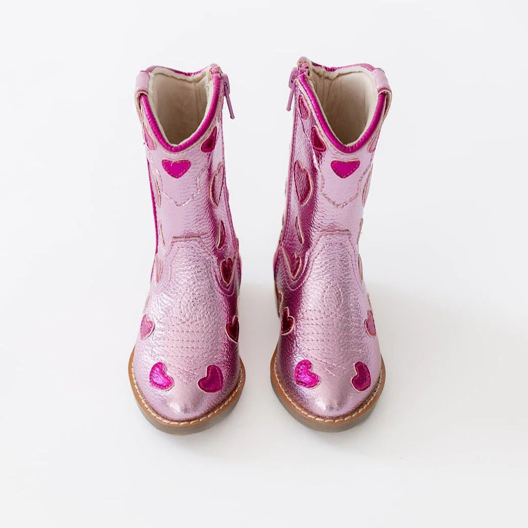 Wild + Rae Cowgirl Lovestruck Boots with decorative stitching and pointed toe, stylish Western-inspired footwear.