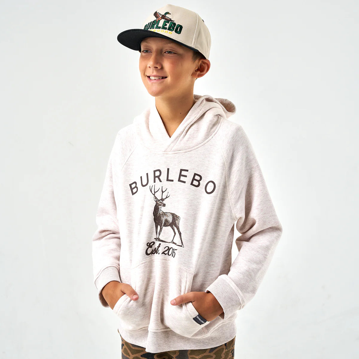 Whitetail Deer Heather Oatmeal Fleece Hoodie