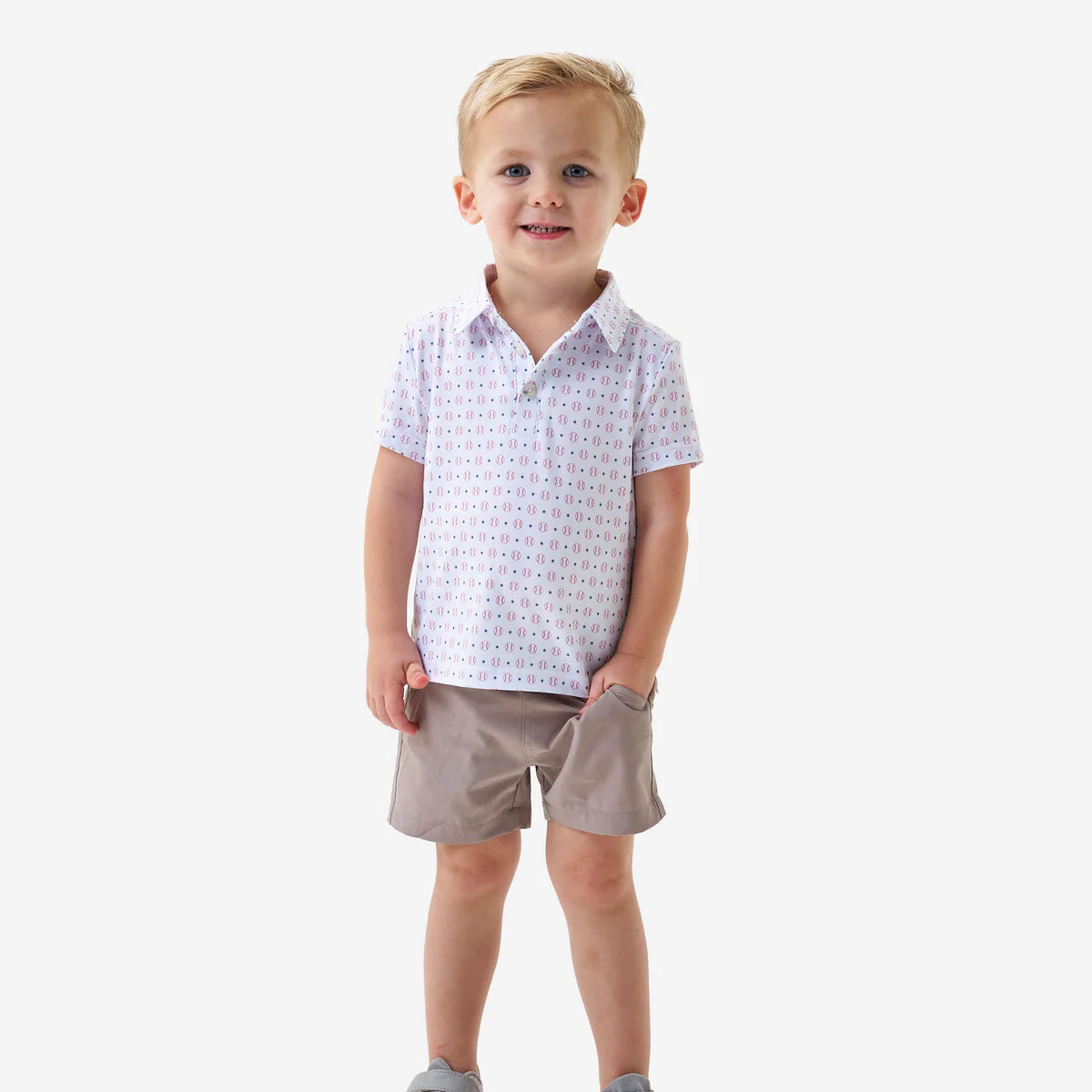 Youth Burlebo performance baseball polo shirt, front view showing breathable fabric and sporty design.