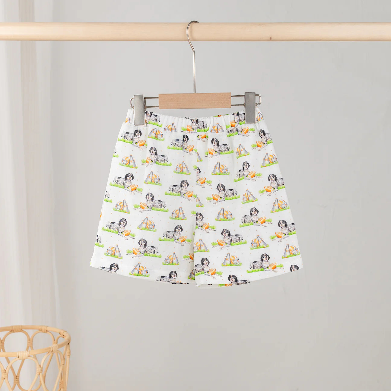 Nola Tawk Mascot Mania Tennessee organic muslin shorts featuring colorful mascot print and soft lightweight fabric.