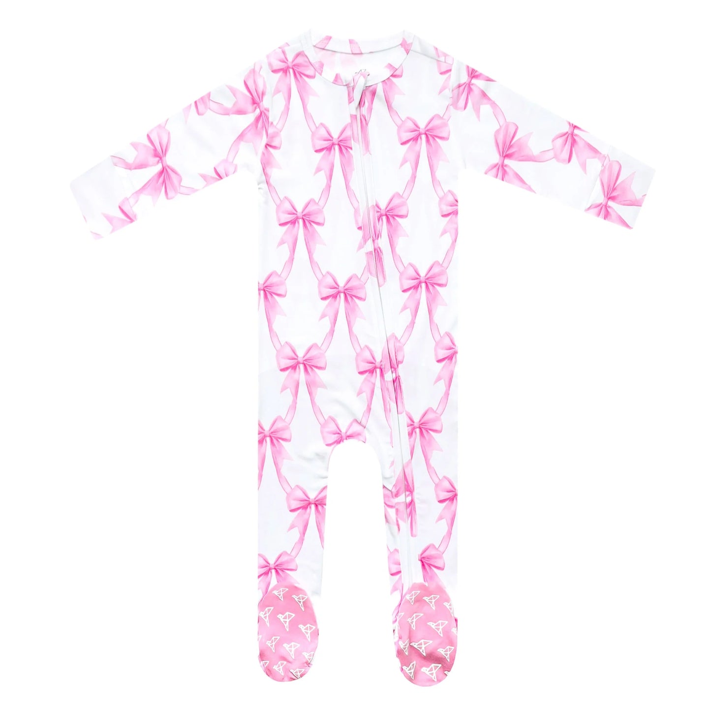 Bow My Gosh Bamboo Zip Up Footie