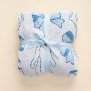 The Darling Effect - Cozy Dreams Luxe Blanket-Blushing Bows Blue