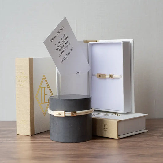 Lenny & Eva Sentiment Cord Bracelet with Philippians 4:13 "You've Got This" engraved, featuring a woven cord design.