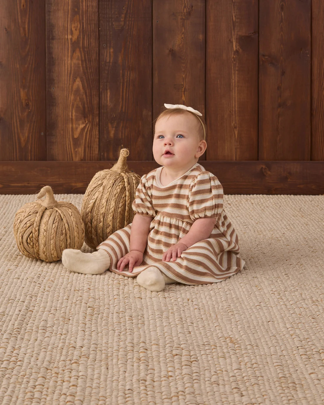 Quincy Mae Spice Stripe Darla Dress for girls, featuring a colorful striped pattern and comfortable, soft fabric.