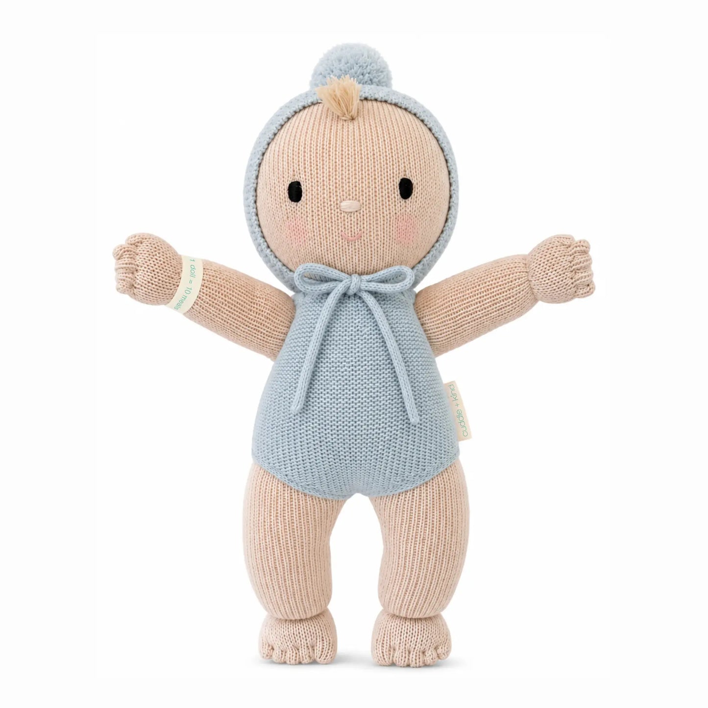 Cuddle + Kind My First Baby Bluebell plush toy with soft blue and white colors, featuring gentle facial details and a cuddly design.