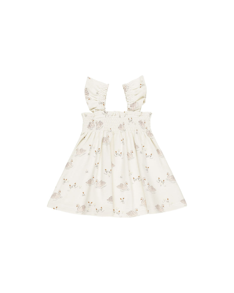 Quincy Mae - Swans Smocked Jersey Dress