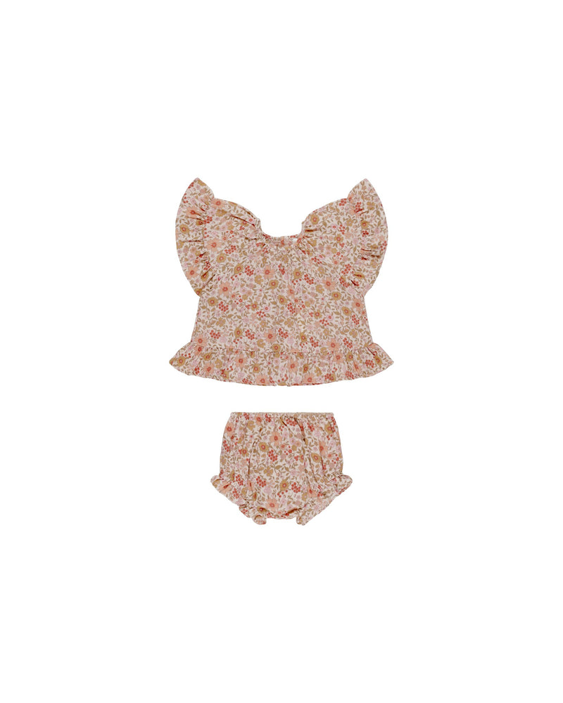 Rylee & Cru - Pink Gardenia Butterfly Top + Bloomer Set