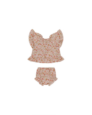 Rylee & Cru - Pink Gardenia Butterfly Top + Bloomer Set