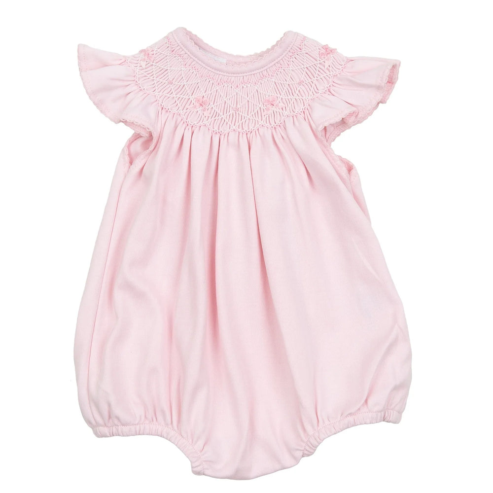 Magnolia Baby - Amelia's Classics Pink Solid Bishop Flutters Bubble
