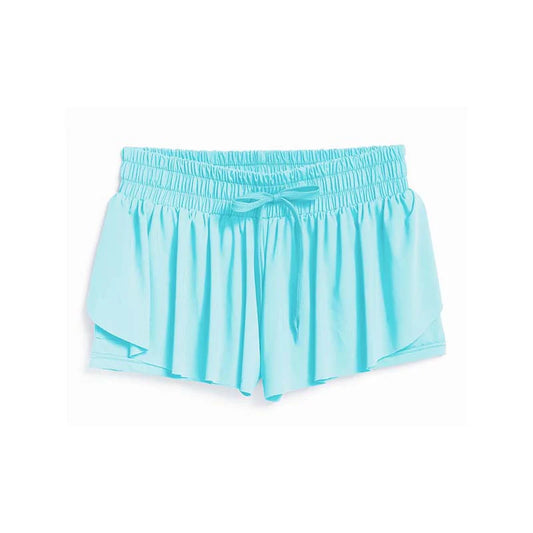 Suzette Fly Away Short in Aqua, lightweight casual shorts with a relaxed fit, featuring a smooth fabric and comfortable design.