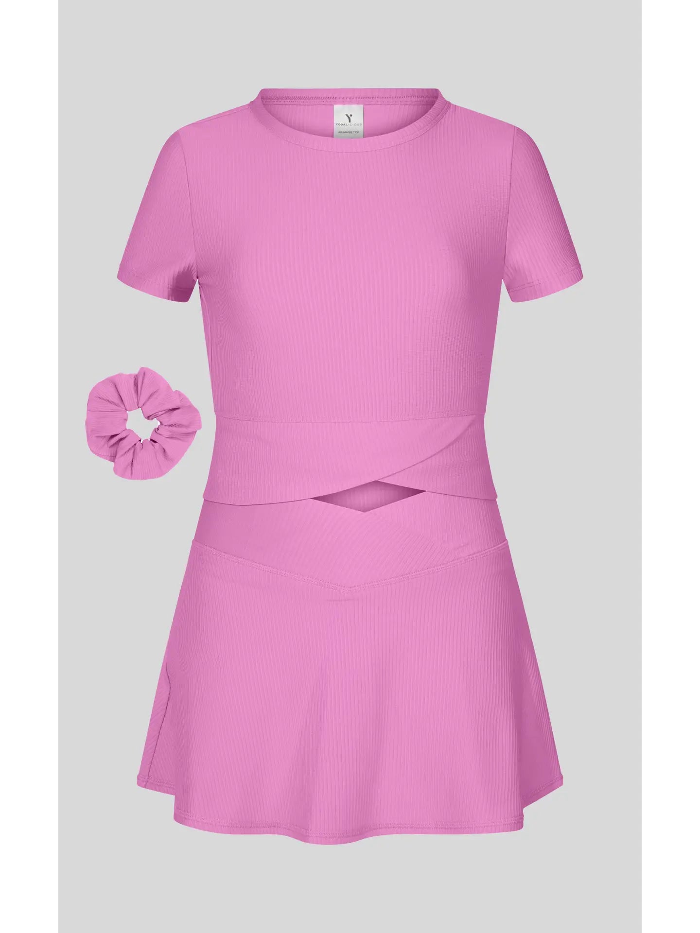 Pink Bloom Rib Marie Crossover Top and Skort Set