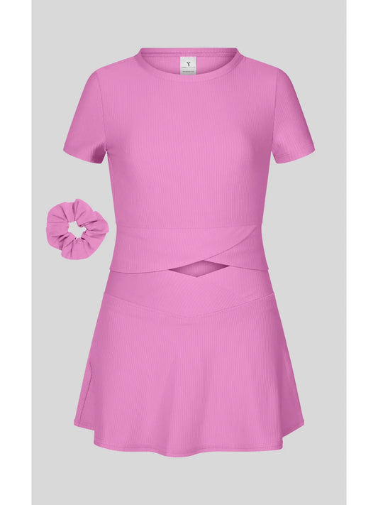 Pink Bloom Rib Marie Crossover Top and Skort Set