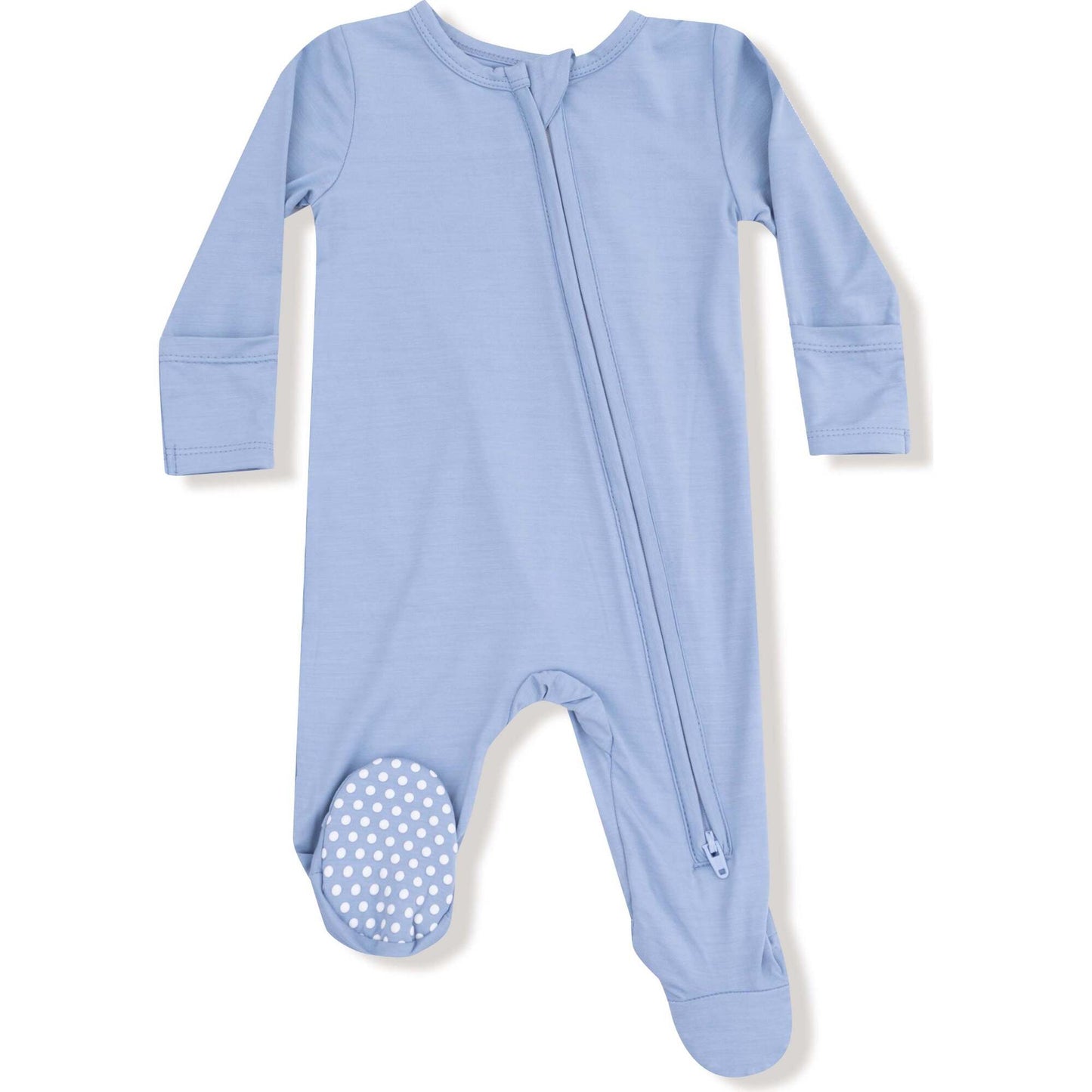 Solid Soft Chambray 2 Way Zipper Footie