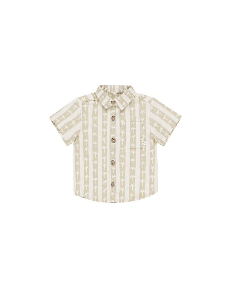 Rylee & Cru - Palm Stripe Collared Short Sleeve Shirt