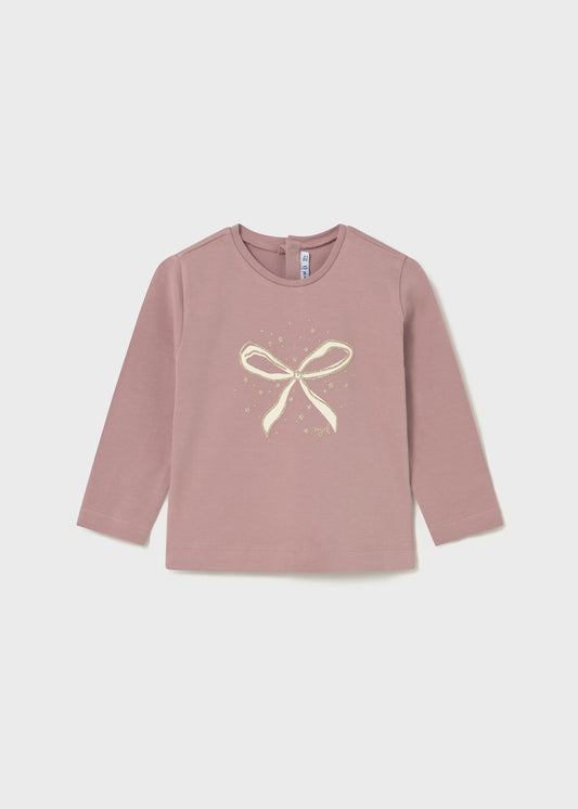 Dusty Pink LS Bow Tee