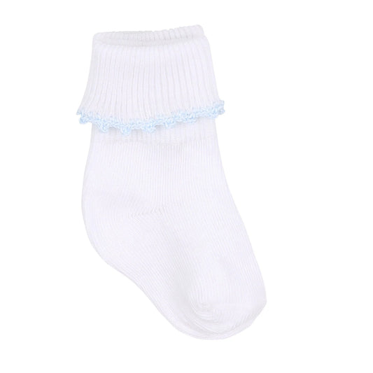 Baby Joy Blue Crochet Trim Socks