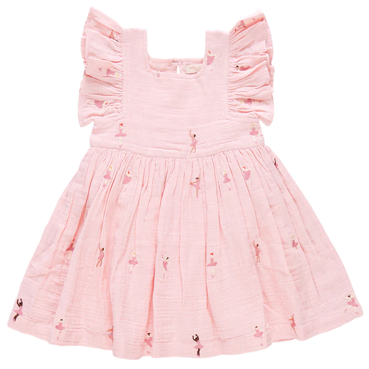 Pink Chicken - Girls Elsie Dress - Ballerina Embroidery