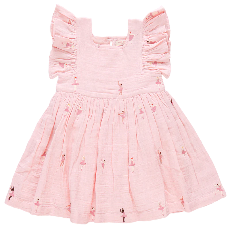 Pink Chicken - Girls Elsie Dress - Ballerina Embroidery