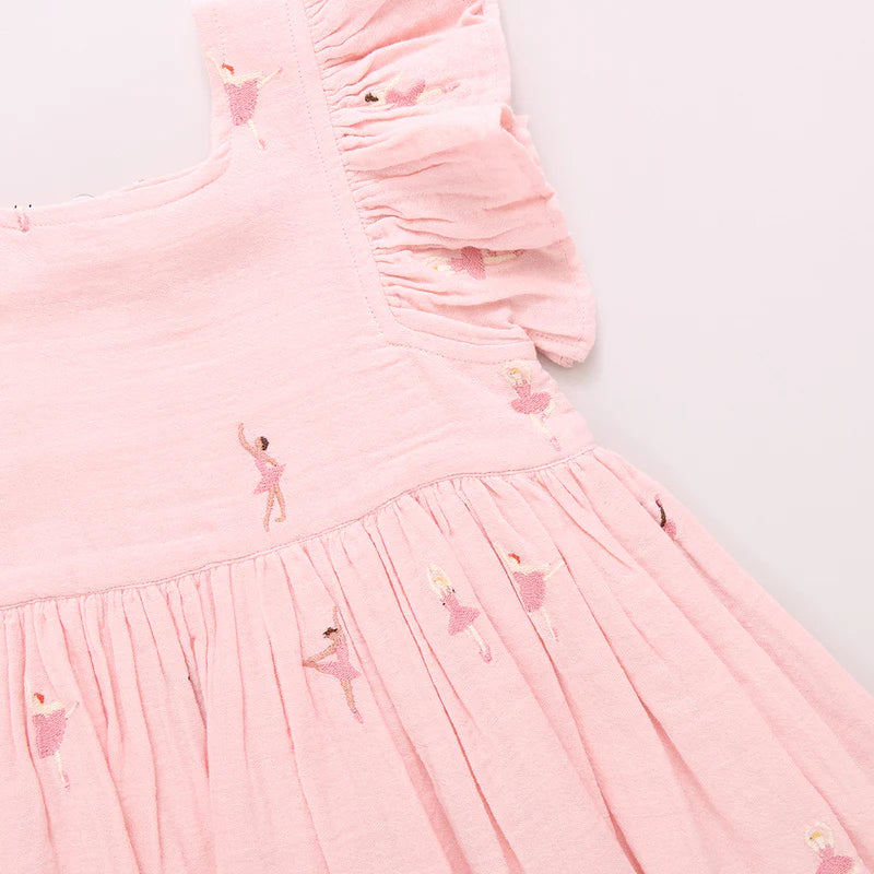 Pink Chicken - Girls Elsie Dress - Ballerina Embroidery