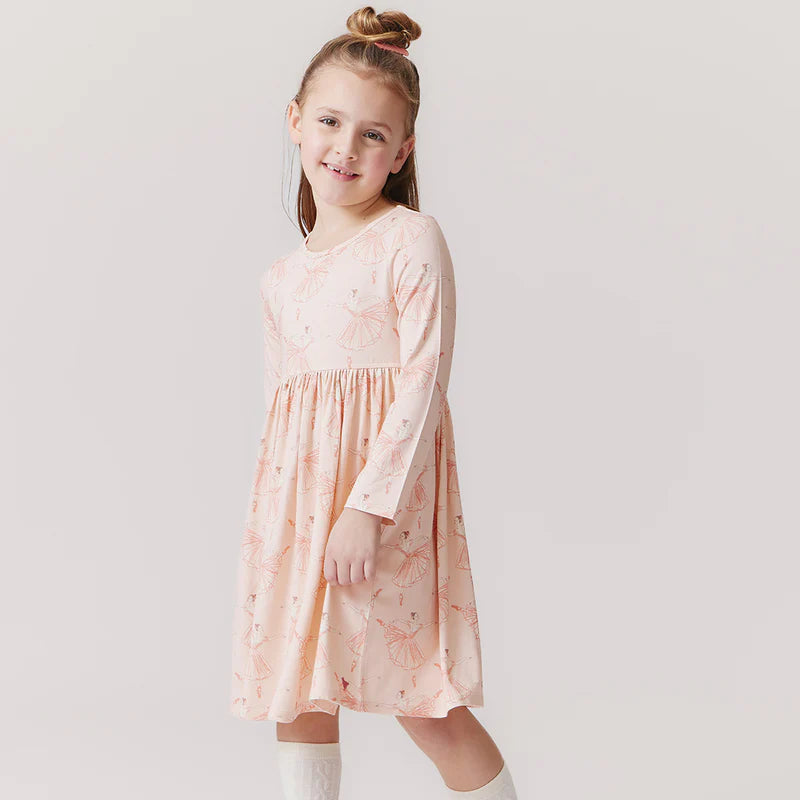 Pink Chicken - girls bamboo steph dress - pink ballerinas