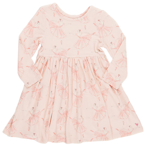 Pink Chicken - girls bamboo steph dress - pink ballerinas