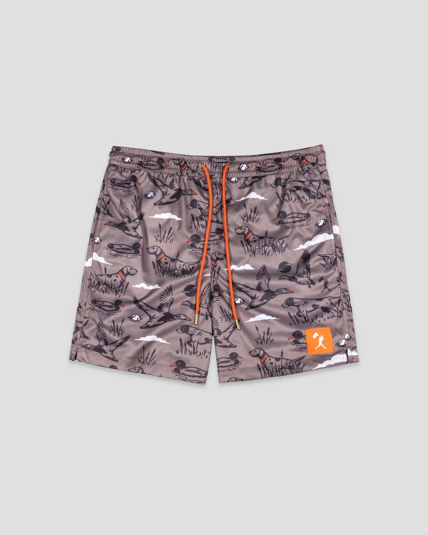 Youth Hardball Hunter Diamond Air Mesh Shorts in Buck Skin by Baseballism, featuring a brown diamond-patterned design and athletic fit.