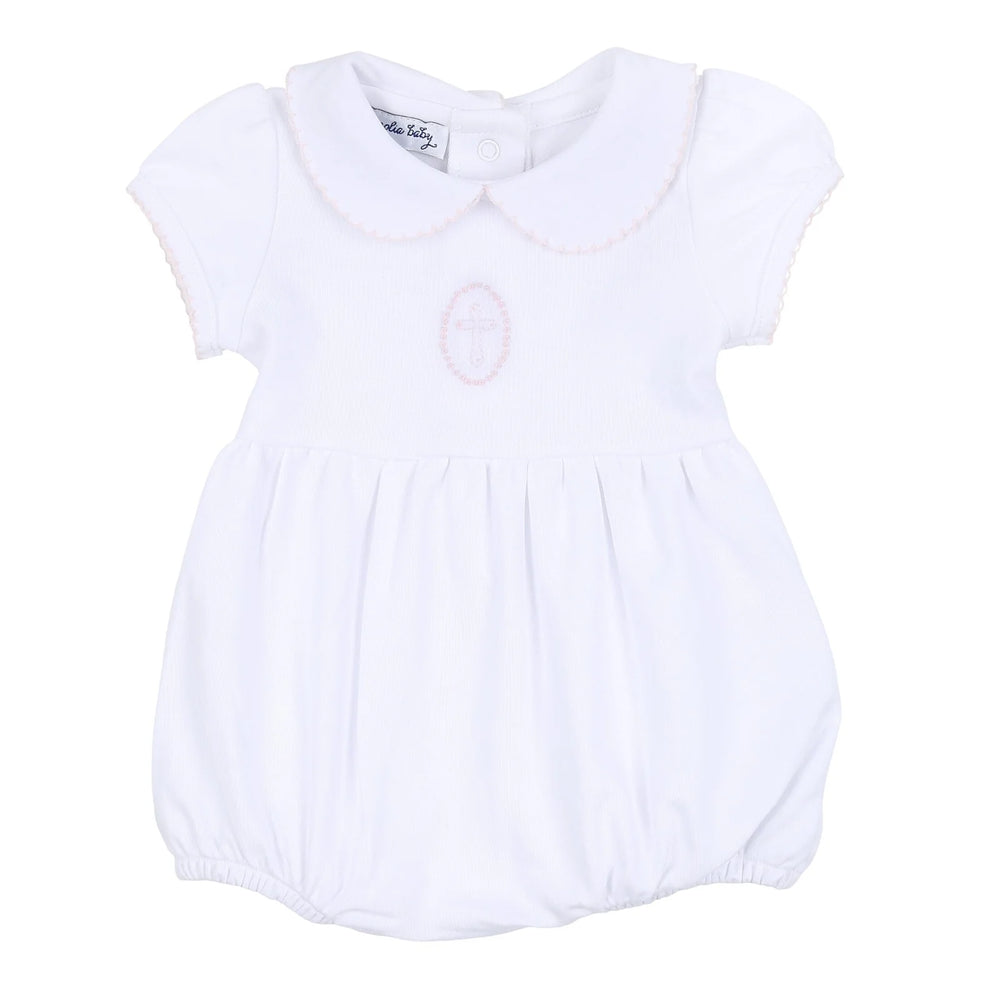 Magnolia Baby - Blessed Pink Emb Collared S/S Girl Bubble