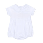 Magnolia Baby - Blessed White Smocked Collared S/S Boy Bubble