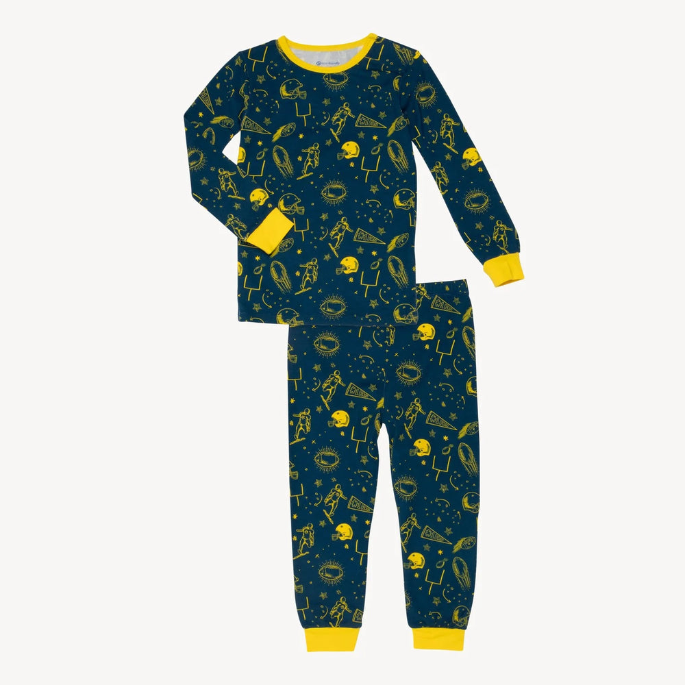 Magnetic Me - Blue & Yellow Game Day modal magnetic no drama pajama long sleeve set