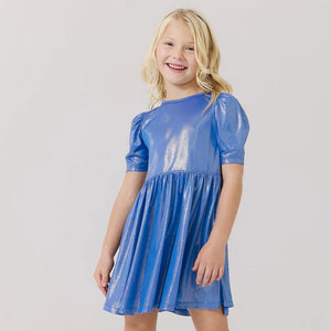 Pink Chicken - Girls Lame Laurie Dress - Blue