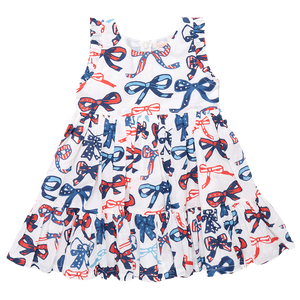 Pink Chicken - Girls Kelsey Dress Red White and Bows