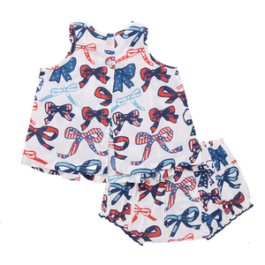 Pink Chicken - Baby Girls Jaipur Set Red White and Bows