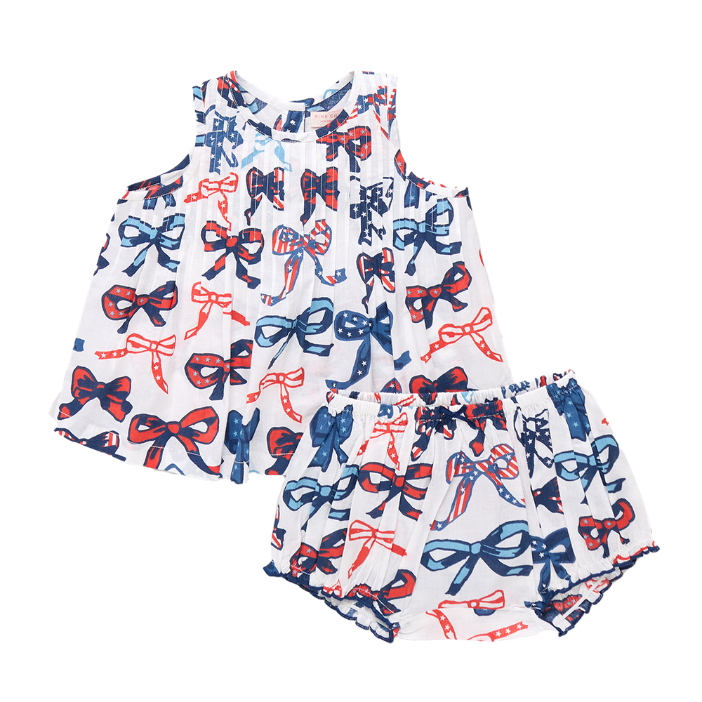 Pink Chicken - Baby Girls Jaipur Set Red White and Bows