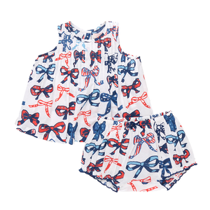 Pink Chicken - Baby Girls Jaipur Set Red White and Bows