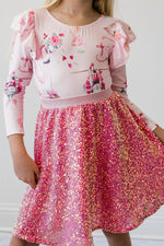 Mila & Rose - Hot Pink Sequin Twirl Skort