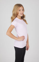 Chloe Girls Stripe Seamless Crewneck Short-Sleeves Everyday Tee Festival Bloom
