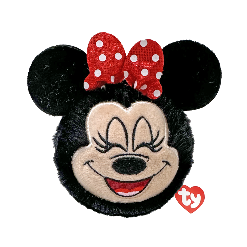 Ty Minnie Beanie Bouncer plush toy with a pink beanie hat, soft fabric, and adorable Minnie mouse design for children.