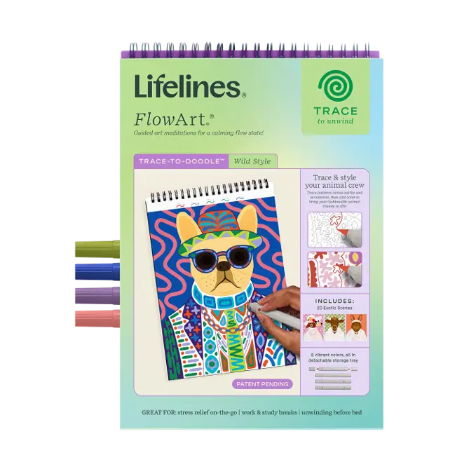 Flowart Trace To Doodle Wild Style by Lifelines featuring colorful, abstract doodle artwork with vibrant lines and dynamic design.
