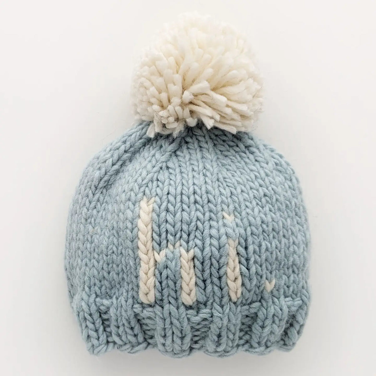 Hi. Surf Blue Hand Knit Beanie Hat