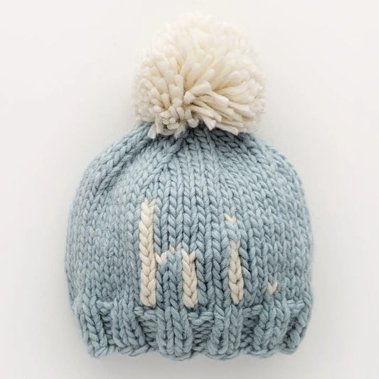 Hi. Surf Blue Hand Knit Beanie Hat