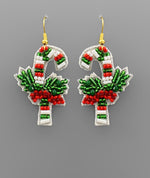 Holiday Beaded Candy Cane Earring